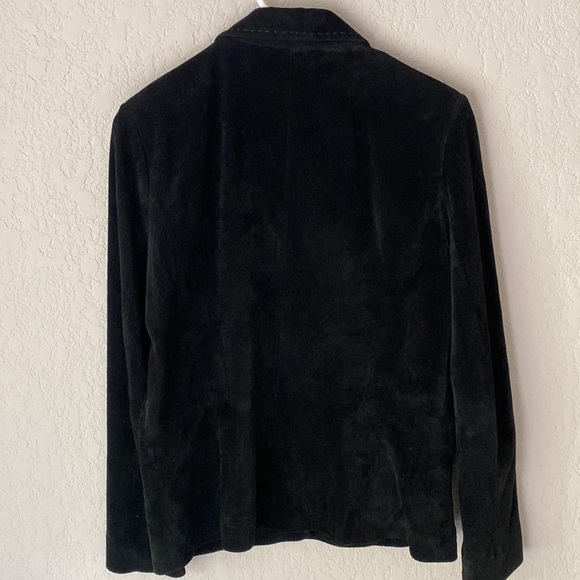 Vintage 100% Suede Leather Jacket | Western Minimalist Black Blazer S - Picture 6 of 7
